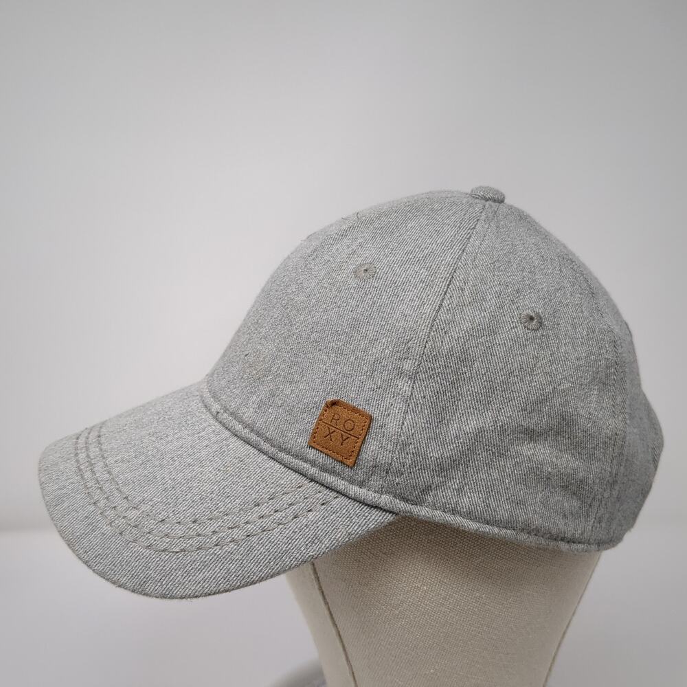 Roxy Leather Patch Strapback Hat Gray One Size Ad… - image 3
